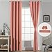 Yakamok Thermal Curtains Blackout Curtain Panels, Room Darkening Solid Grommet Top Window Drapes for Dedroom, 2 Tie Backs Included,（52x84 inch, Coral Orange, 2 Panels