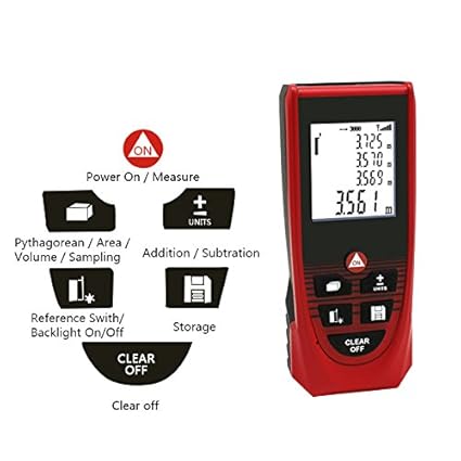 Rebzar A-100 (0.02 m to 100m) Digital Laser Distance Meter - Precise Laser Tape Measurer for Construction Calculation of Length/Area/Volume