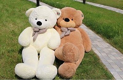 Valentine Giant Teddy Bear 200 CM Huge 6.5 Foot Real Size Not Vacuumed 100% Stuffed Animal 78 Inches Big 18 LBs Heavy Cotton Figure Pink Purple White Brown Great Girl Friend Gift Christmas (Beige)