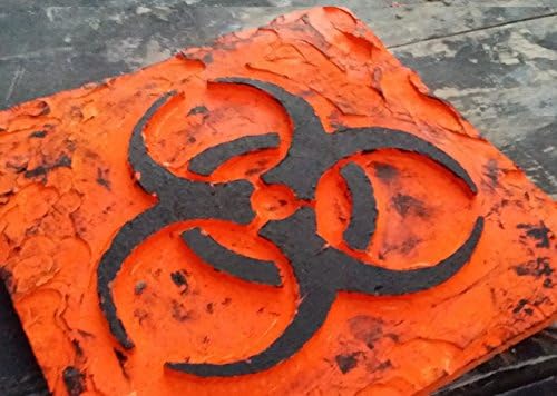 Wooden Bio-hazard Warning Symbol, 3-D Routed and Painted Sign (3 variations) measures: 10 X 10" . Made to Order (Please allow between 1- 4 weeks for production & delivery)
