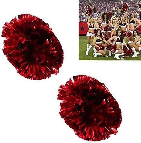 Gofypel Cheerleading Poms Squad Spirited Cheerleading Metallic Handheld Pom for Dance Party Football Club with Baton Handle (2 Packs)