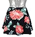 COCOSHIP Black & Pink Carnival Floral Women's Elegant A-line Skirted Bikini Bottom Skirt Swimsuit 12(FBA)