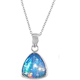 InfinityGemsArt Ethiopian Fire Opal Pendant Necklace Women, Birthstone, Natural Gemstone Dainty Bezel Handmade Jewelry, Chakra Energy Healing Crystals, 925 Silver Chain 20 inch Premium Gifts For Mom