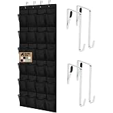 GORILLA GRIP Over the Door Shoe Organizer, 24 Large Pockets, Black | Breathable Mesh Pocket, Space Saving Hanging Storage Hol