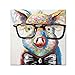 V-inspire Art,24x24 Inch Colorful Animal Painting Cute Pig with Glasses Paintings for Living Room Hand Painted Paintings Stretched Ready to Hang