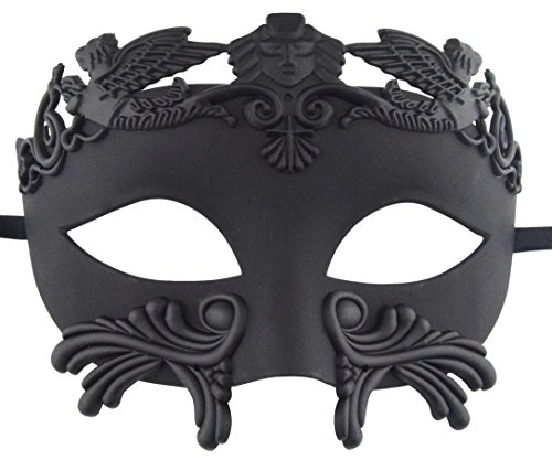 KEFAN Halloween Mask Greek Roman Masquerade Mask Mens Venetian Mardi Gras Mask(Black)