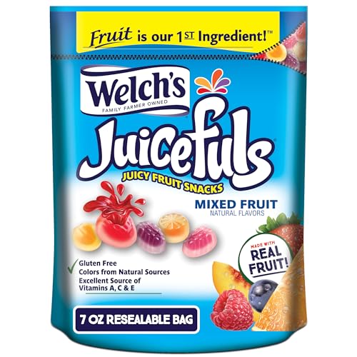 WELCH’S JUICEFULS JUICY FRUIT SNACKS, MIXED FRUIT, FRUIT GUSHERS, SHARING SIZE BAGS, 7 OZ (PACK OF 1)