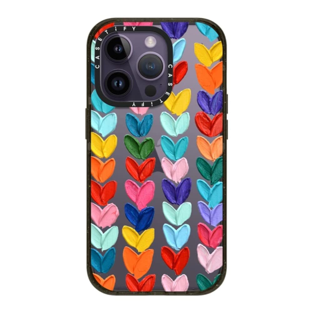 CASETiFY Impact iPhone 14 Pro Case [4X Military Grade Drop Tested / 8.2ft Drop Protection] - Polka Daub Hearts - Glossy Black — image 1