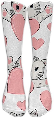 Little Cat And Heart Womens Compression Stockings Trendy Long Socks Unisex Sports Socks