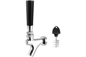 Hgkeke Beer Faucet All Commercial 304 Stainless Steel Beer Keg Tap with Handle, Plug, Draft Kegerator Tap for Beer Tower and Shank Tap Faucet Parts Kegerator Accessories