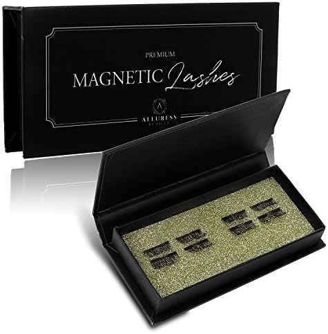 Premium Faux Magnetic Lashes by Alluress Beauty | 8 Piece Set, 4 Pairs Of Ultra Thin 3D False Lashes with Double Magnets | Handmade, Reusable, Irritation-Free Fake Extension Eyelashes