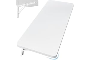 Neoaider Wall Mounted Folding Table 39.4”L x 19.7”W, Laundry Folding Table with Heavy Duty Metal Collapsible Shelf Brackets, Wall Mounted Desk Fold Down for Small Spaces, White