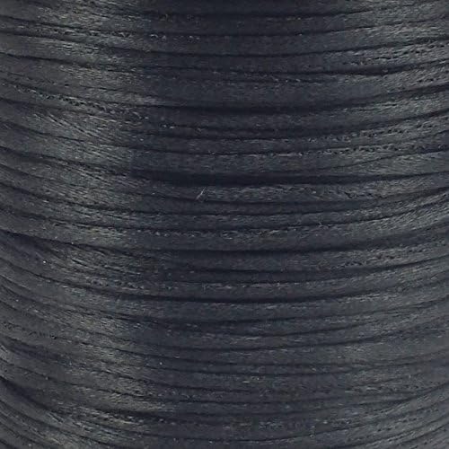 Rattail Satin Cord Thread 1.5mm For Kumihimo Macrame Shamballa - Black - 5 Metres