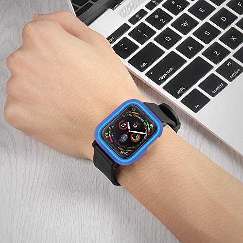 Compatible Apple Watch Case 44mm Series 4 Series 5, Shockproof and Shatter-Resistant Protective Bumper Cover iwatch Case, Dark Blue & Blue - Thumbnail 6