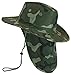 Boonie Bush Safari Outdoor Fishing Hiking Hunting Boating Snap Brim Hat Sun Cap with Neck Flap (Woodland Camo, L)