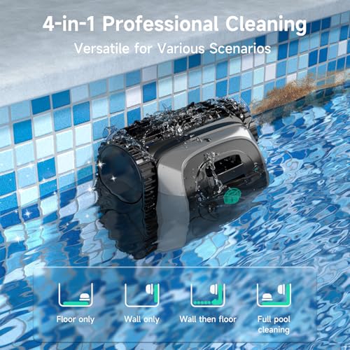 (2026 Upgrade) WYBOT C1 Pool Vacuum Robot for Above Ground & Inground Pool, 150mins Cordless Pool Cleaner, 4-in-1 Wall/Waterline/Platform Cleaning up to 1,614 sq.ft, Smart Navigation, App Control