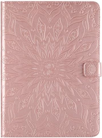 iPad 5th/6th Generation Wallet Case,Stingna Sunflower Embossed PU Leather Smart Cover Folio Stand Case with Auto Sleep/Wake Function for Apple iPad 9.7 Inch 2017/2018 (rose gold)