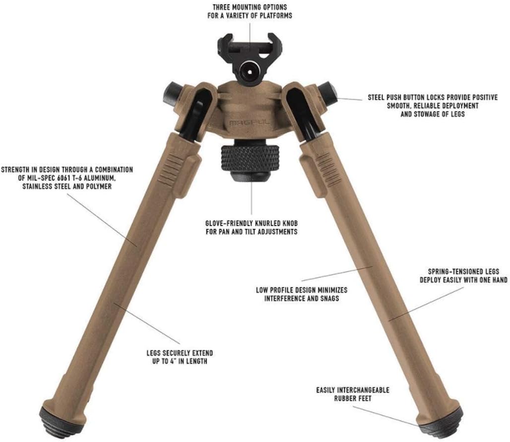 Magpul Rifle Bipod, 1913 Picatinny Rail, Flat Dark Earth : Sports & Outdoors