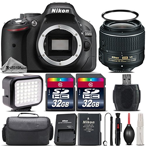 Nikon D5200 DSLR Camera in Black + Nikon 18-55mm VR II Lens + 64GB Storage + LED Kit + Case + UV Filter + Card Reader + Lens Cap Holder - International Version Nikon D5200 DSLR Camera in Black + Nikon 18-55mm VR II Lens + 64GB Storage + LED Kit + Case + UV Filter + Card Reader + Lens Cap Holder - International Version