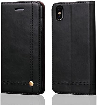 iPhone X Case,[Magnetic Closure] Wallet PU Leather Flip Case Protective Cover with Kickstand Function Cash / Card Holder Slot Folio Case for iPhone X / 10 5.8 inch - Black