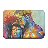 BesHome African American Lovers Couple Painting Art Non-slip Backing Living Room Hallway Bathroom Pet Entrance Garden Office Clean Step Mat Rug Super Absorbs Mud Door Mat 15.5in X 23.5in