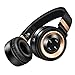 Sound Intone P6 Wireless Headphones with Microphone and Volume Control for Cellphones iPhone Laptop TV (Black Gold)