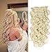 22” Clip in Hair Extensions Full Head Curly Wavy Hairpieces for Women 7pcs 140gram (Bleach Blonde - 613#)