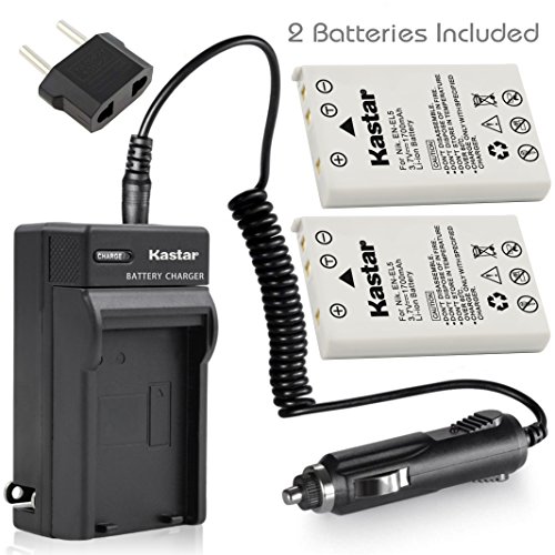 Kastar Battery 2-Pack + Charger Kit for Nikon EN-EL5, Nikon MH-61 work with Nikon Coolpix 3700, 4200, 5200, 5900, 7900, P3, P4, P80, P90, P100, P500, P510, P520, P530, P5000, P5100, P6000, S10 Cameras
