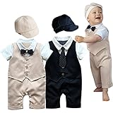 Taiycyxgan Baby Boy Summer Short Sleeve Gentleman Bow Tie Tuxedo Rompers Bodysuits