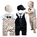 Taiycyxgan Baby Boy Summer Short Sleeve Gentleman Bow Tie Tuxedo Rompers Bodysuits
