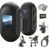 1080P Mini Body Camera with Audio Recording, Action Camera with 64GB Card | Vlogging Cam Portable Camcorder with 360&deg; Rotatable Clip, Thumb POV Camera for Traveling, Motorcycle, Pet Walking