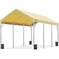 ADVANCE OUTDOOR 12x20 ft Canopy Garage Heavy Duty Carport Car Boat Shelter Party Tent, Adjustable Peak Height from 9.5ft to 11ft, Beige