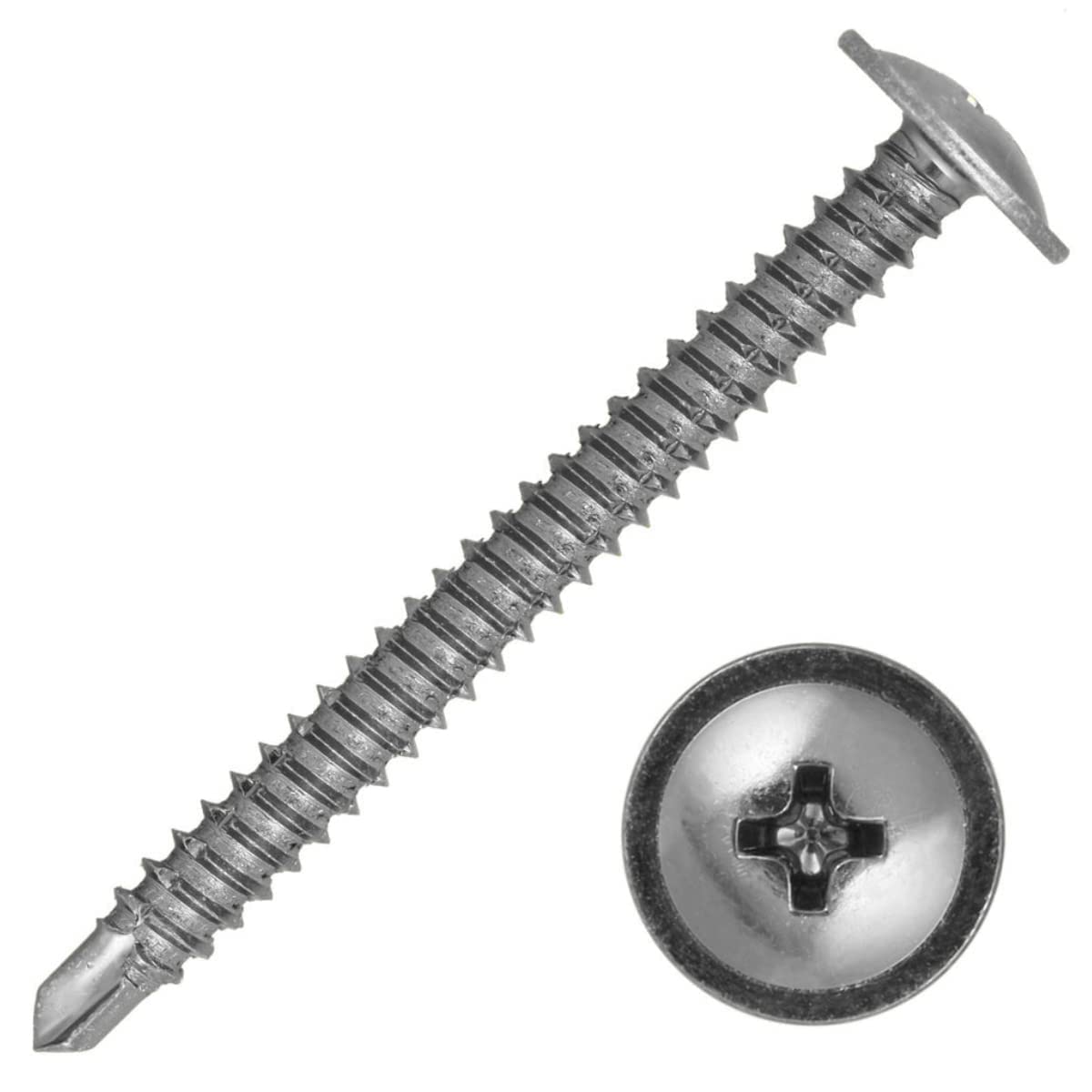 (50, 4.8 x 40mm) Baypole Screws Self Drilling PH2 Wafer Head Fully Threaded Bright Zinc Plated For Joining uPVC Bay Window Sections and Conservatory Frames