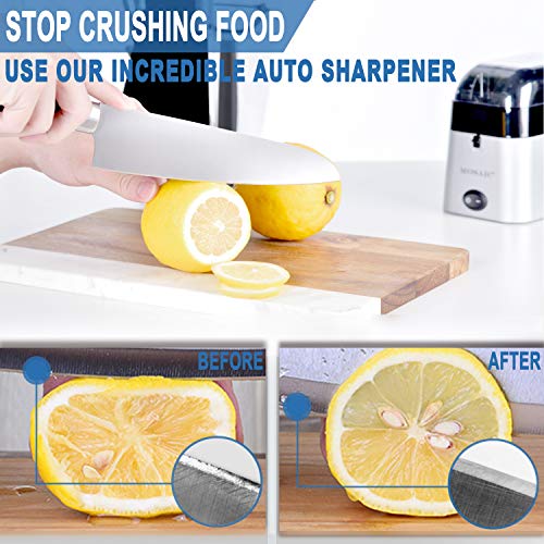 MOSAIC Electric Knife Sharpener with Detachable Diamond Wheel for Straight Knives, Knives Sharpening Tool with Waterproof Function and Non-Slip Base - Grey - Thumbnail 3