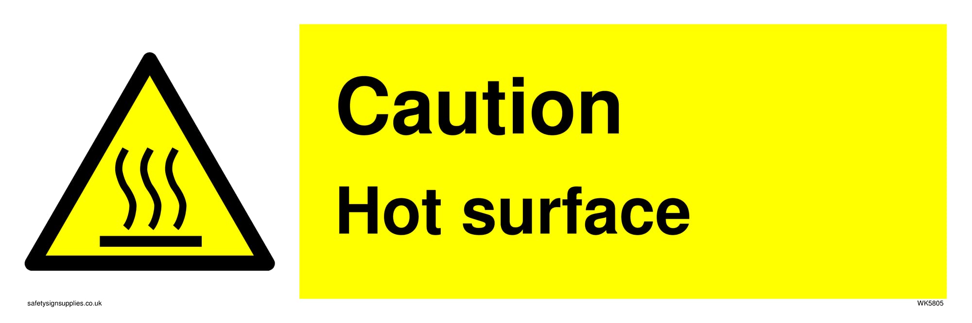 Caution Hot surface with high temp warning symbol. Sign - 300x100mm - L31