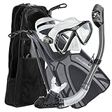 U.S. Divers Adult Regal LX Mask/Tucson Snorkel/Starboard Fins/Travel Bag Combo, Gun Metal, Large/X-Large (9-13)