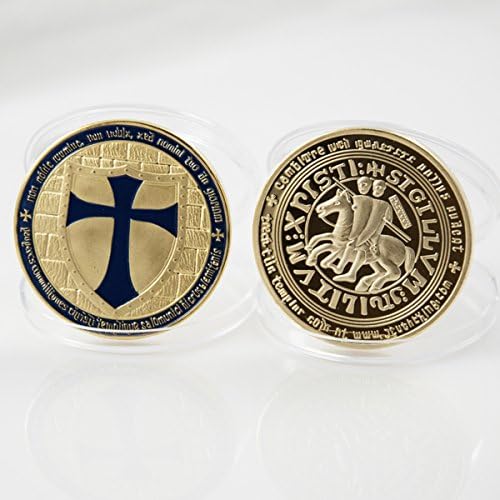Commemorative Knights Templar Cross Masonic Mason Blue Gold Plated Coin Freemason