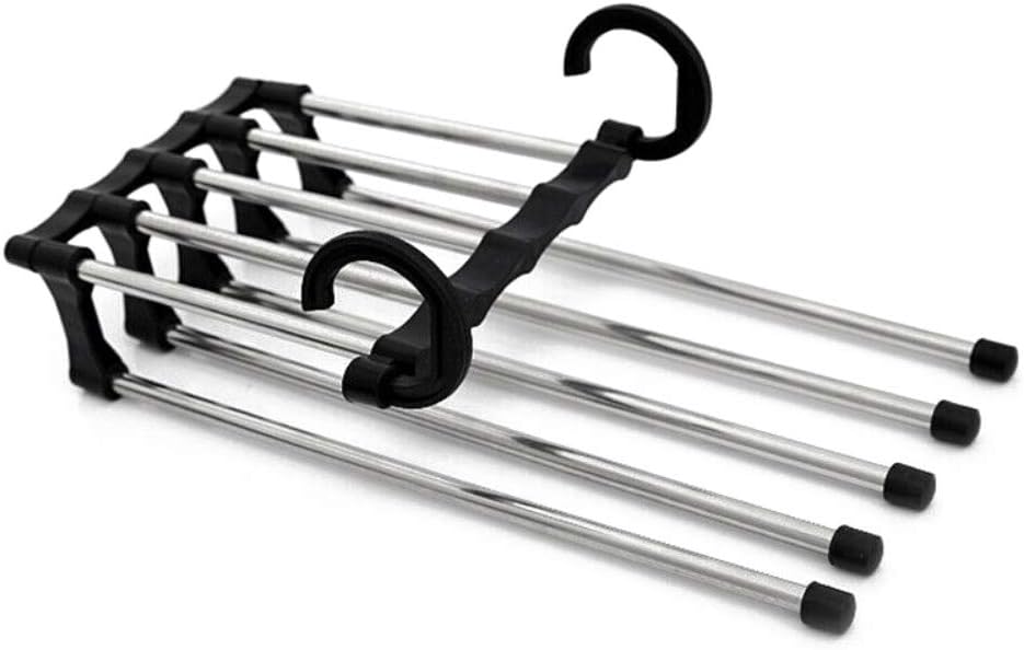 Pretty Comy Pants Hanger 5 in 1 Space Saving Closet Organizer Storage Rack Multifunctional Stainless Steel Folding for Trousers Scarf Tie Belt