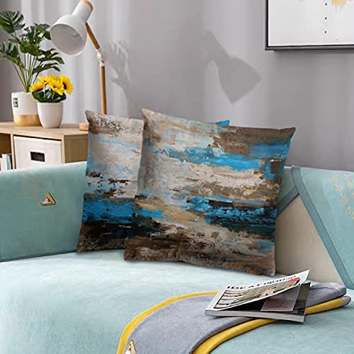 Abstract Throw Pillow Covers 18x18 Pack of 2, Abstract Pillow Cushion Cases, Modern Painting Design Decorative Square Pillow Covers for Bedroom Living Room Sofa Couch Office