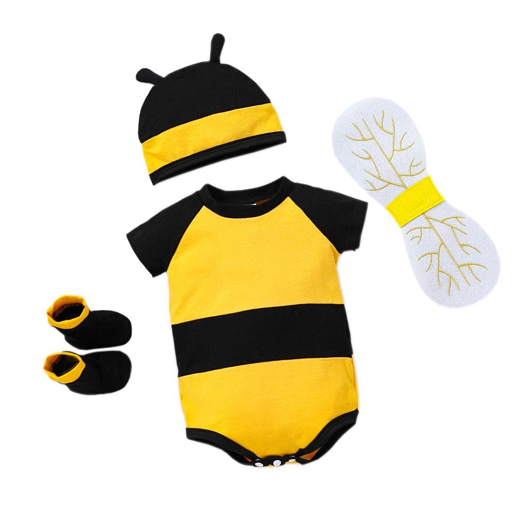 Lito Angels Bumble Honey Bee Bodysuit Costume Fancy Dress Up Clothes Set with Socks, Wings and Hat for Infant Baby Girls & Boys Age 9-12 Months (Tag Number 100)