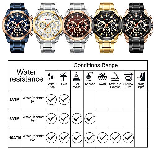 Curren hombres negocios reloj exquisito clásico aleación caso acero inoxidable pulsera banda reloj moda 3 ATM impermeable cuarzo reloj - Imagen 6