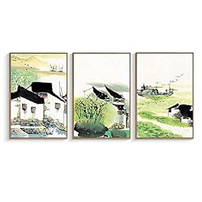 Floating Framed for Living Room Bedroom Village Theme...