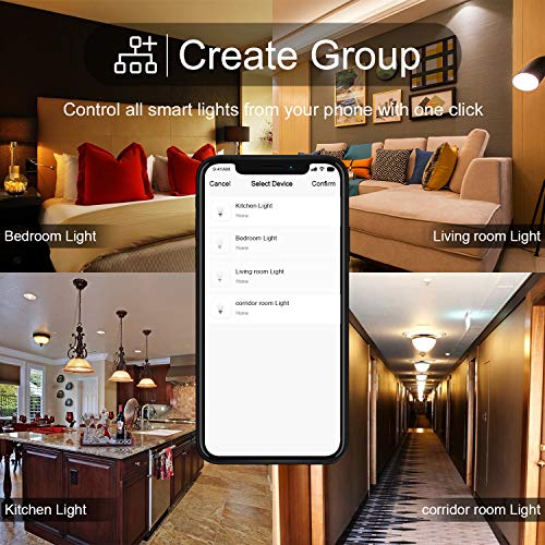 Smart LED Light Bulb E12 Candelabra Bulb WiFi Color Changing LED Bulbs, Dimmable Ceiling Fan Light 40W Equivalent, Smart Chandelier Lighting Work with Alexa Google Home for Home Room Decor (4 Pack)