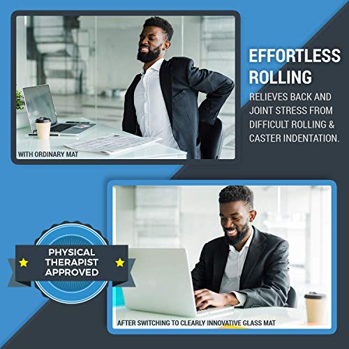 44” x 50” Glass Chair Mat with Exclusive Beveled Edge by Clearly