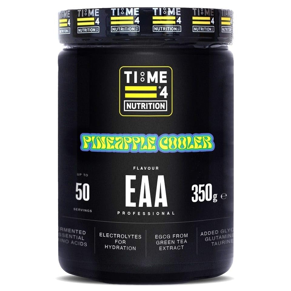 Time 4 EAA Professional Essential Amino Acid Powder 50 Servings - Fermented Aminos, EAA, BCAA, Hydration, Intra Workout Drink with EGCG & B Vitamins for Muscle Growth & Recovery (Pineapple Cooler)