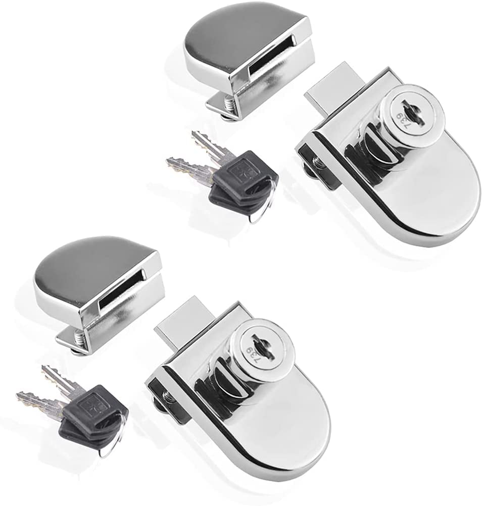 Photo 1 of 2Pcs Glass Cabinet Lock, Wine Cabinet Lock Without Drill, for Glass Thickness 5mm to 8mm Showcase Mall Display Glass Wine Cabinet Jewelry Door