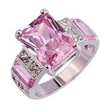 Psiroy Women's 925 Sterling Silver 5ct Created Pink Topaz Filled Knuckle Ring
