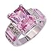 Psiroy Women's 925 Sterling Silver 5ct Created Pink Topaz Filled Knuckle Ring