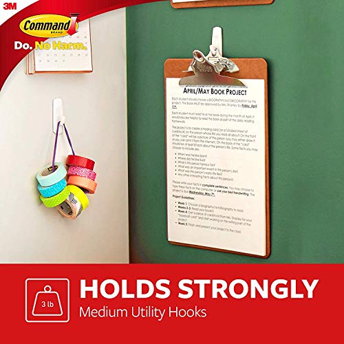 Command Medium Utility Hooks, Damage Free Hanging Wall Hooks with