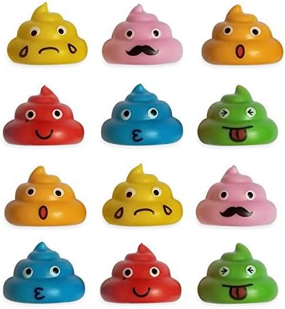Emoji Party Favors 12 Pack - Colored Poop Emojis Loot supplies